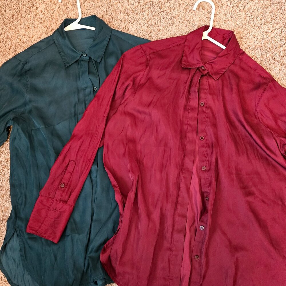 Bundle of 2 Old Navy Satin Long Sleeve Shirts